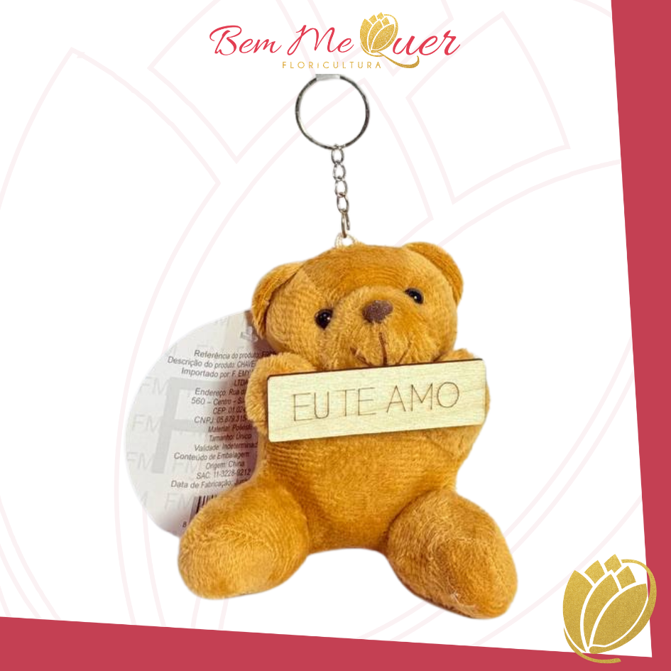 Urso agarradinho com placa EU TE AMO