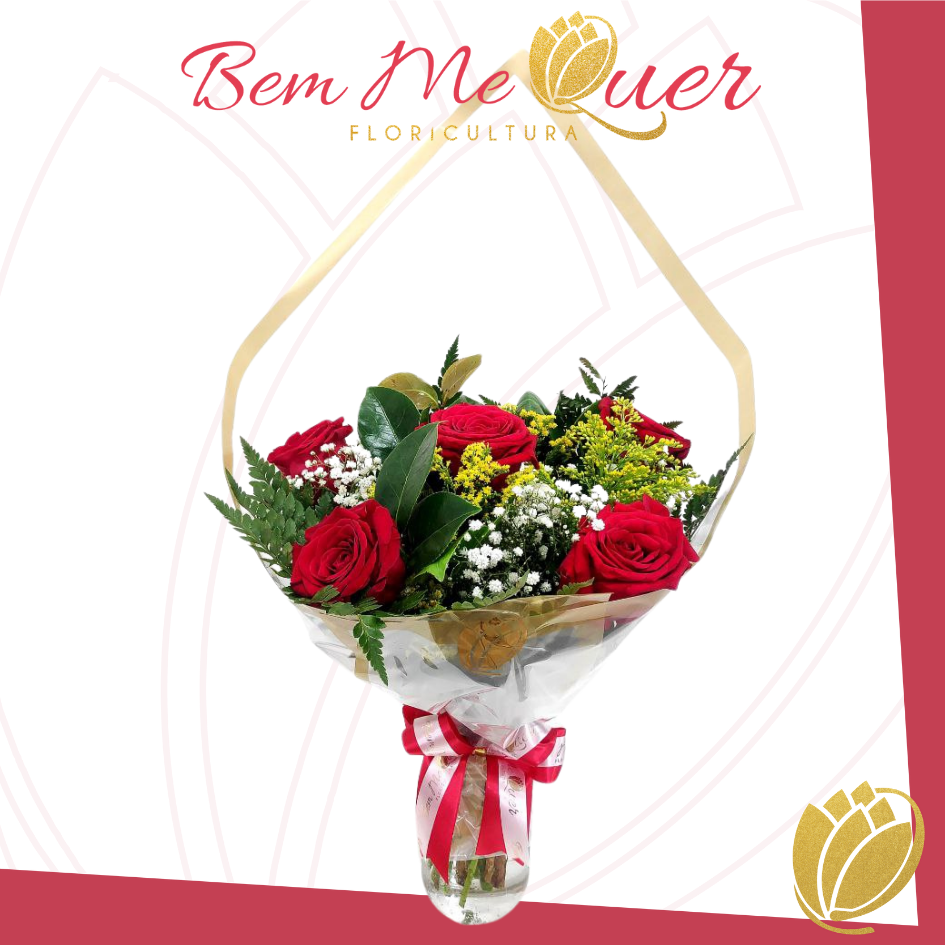 Buqu com 5 Rosas