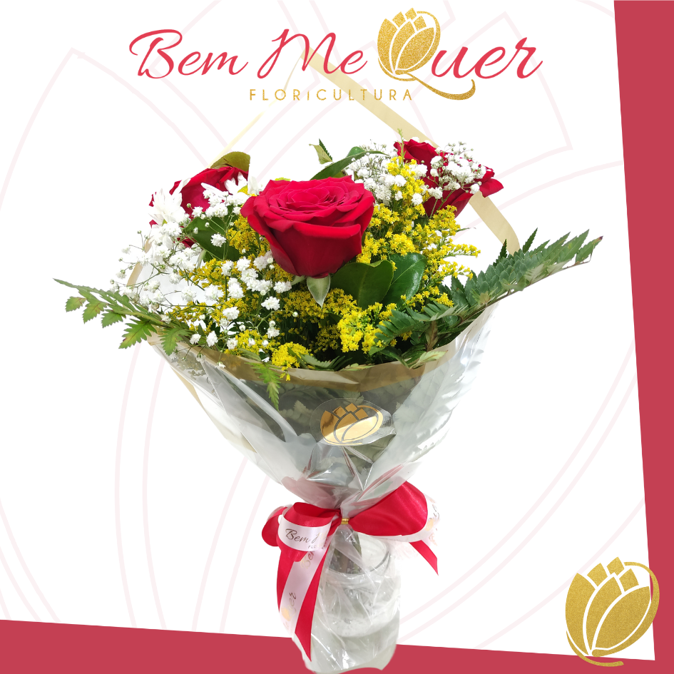 Buqu com 3 Rosas