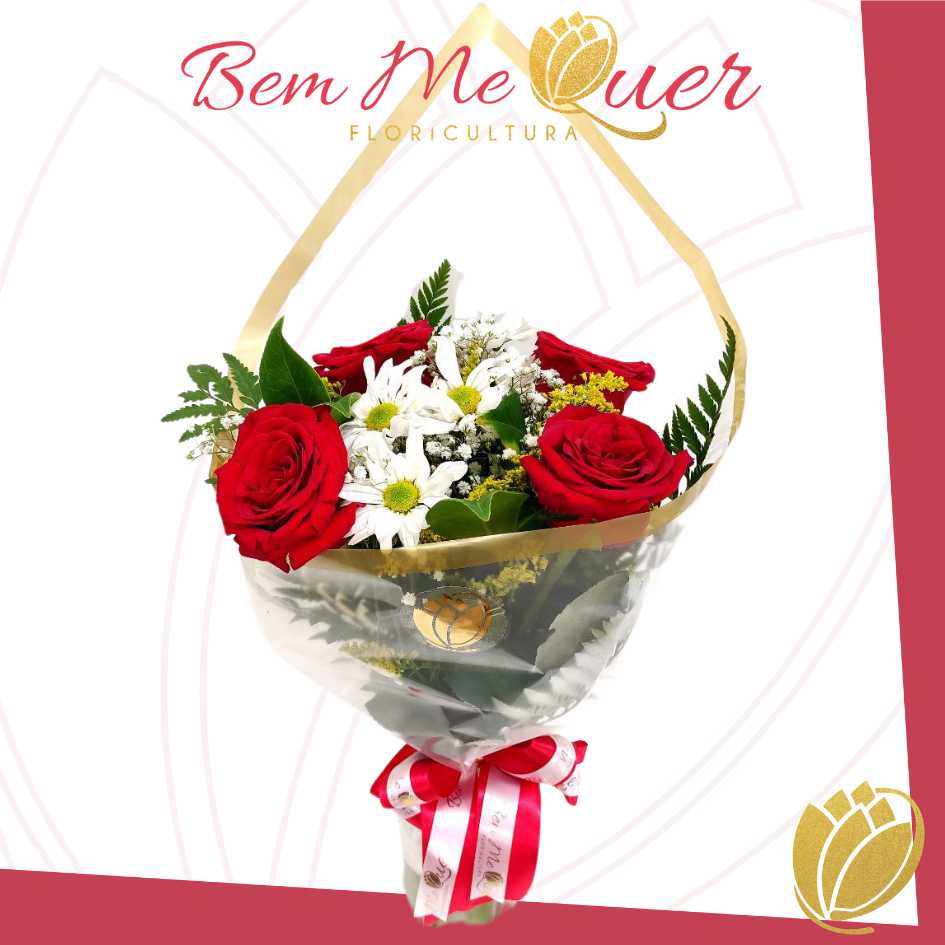 Buqu com 4 Rosas